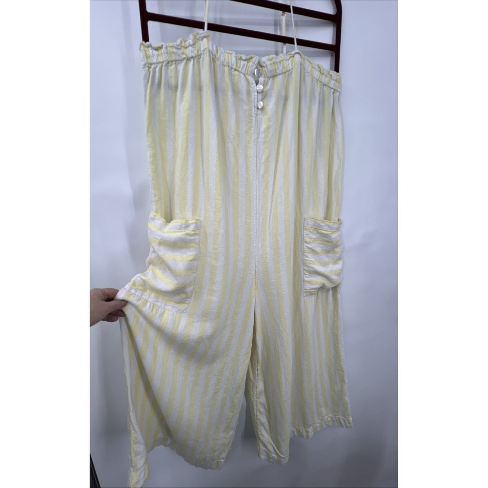 Linen Wide Leg Cropped Jumper Romber Beach Vacation Cruisewear Lg Butter Yellow